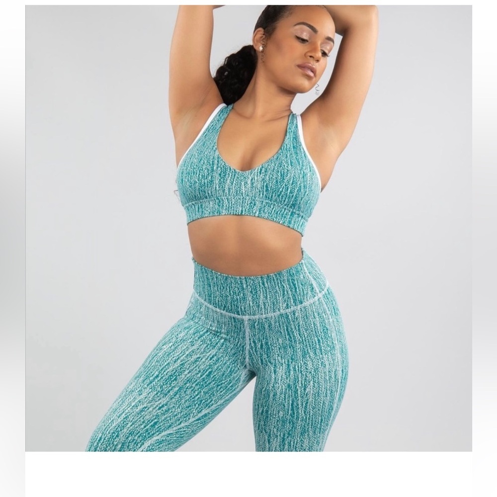 Buffbunny Collection Teal Textured Seamless Legging Set XS Sporty